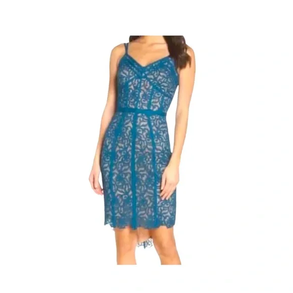 HARLYN x ANTHRO Teal Corset Bodycon Lace Midi Cocktail Dress Size XS HARLYN x ANTHRO Teal Corset Bodycon Lace Midi Cocktail Dress Size XS